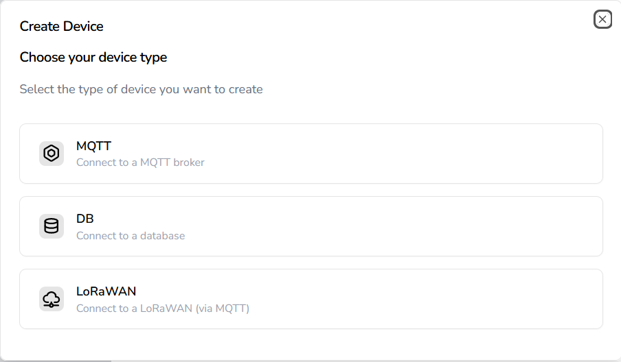 Device type selection