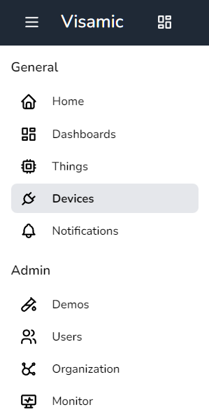 Devices entry in the main menu