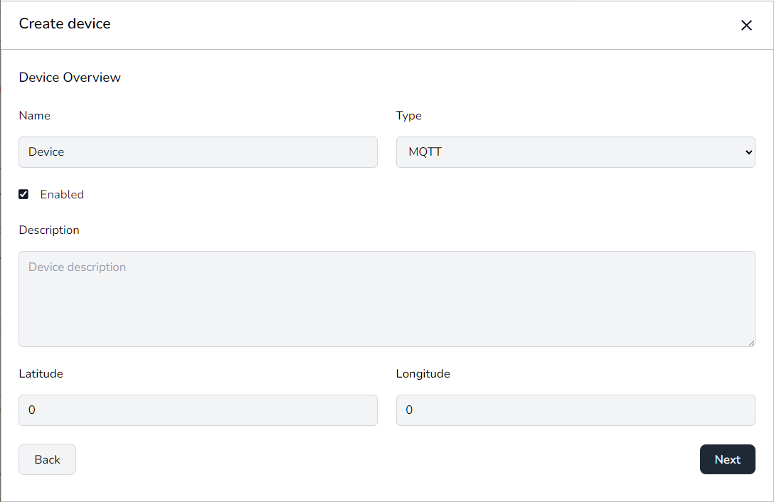 New MQTT device form