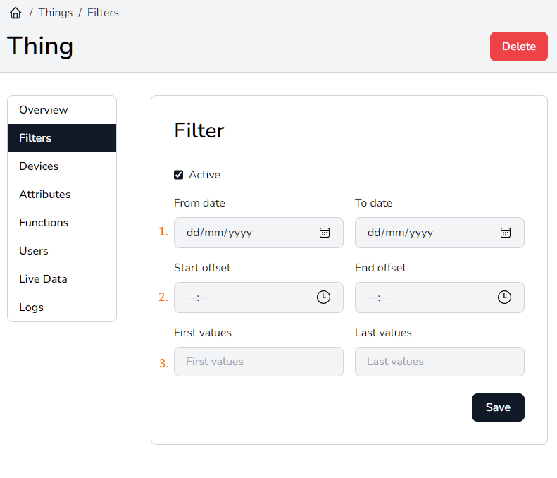 Thing filter editor